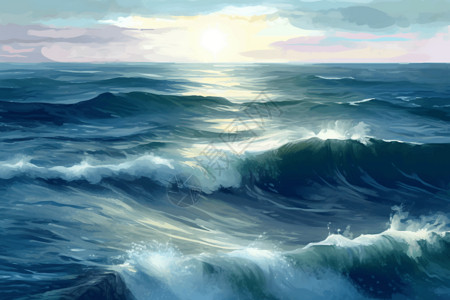 波涛汹涌的海面海浪图片