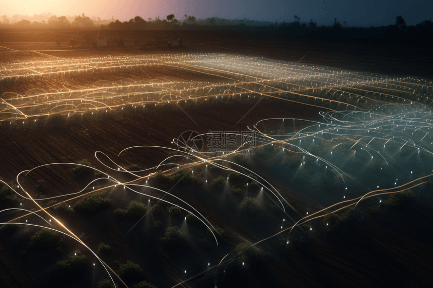 智能灌溉系统灌溉农田图片