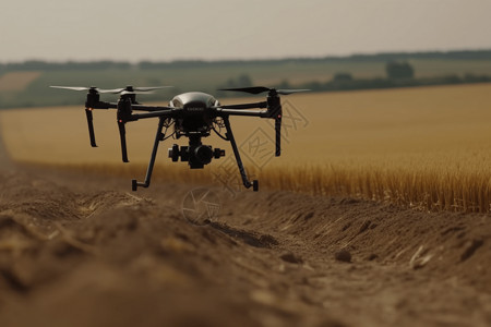 无人机在田野上盘旋的特写镜头图片