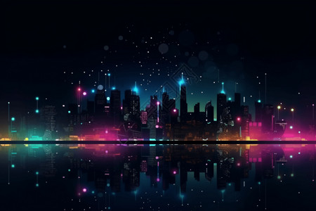 粒子简约城市夜空图片