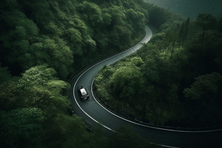 蓟州盘山盘旋的汽车道路背景