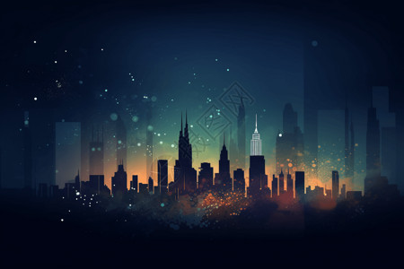 城市天际线插画图片