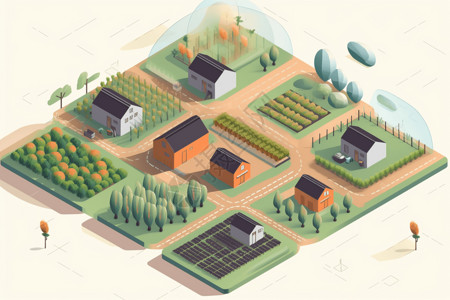建筑案例使用区块链技术的农业示例图插画