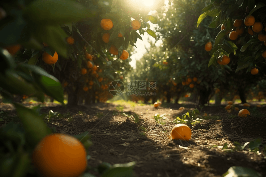 果园里收获的橙子图片