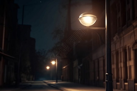 太阳能路灯夜景太阳能路灯照亮了黑暗的街道插画