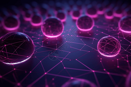 粉色几何球体科技感几何技术背景图插画