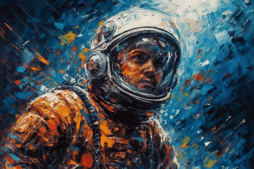 宇航员的油画图片