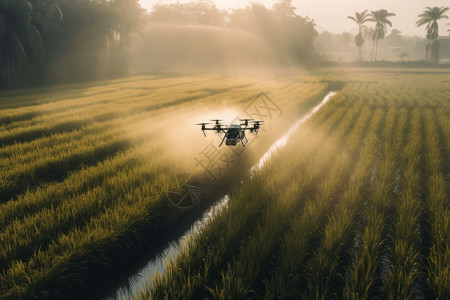 智能化无人机喷洒农药背景图片
