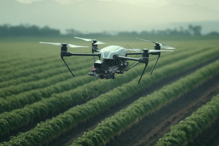 操控无人机给农作物撒肥料背景图片