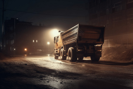 卡车在建筑工地运输材料图片