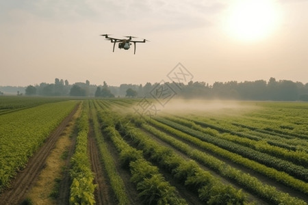 无人机在蔬菜园撒农药图片