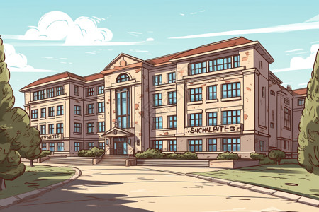 卡通校园建筑背景图片