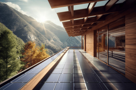 一起走过的日子山间木屋太阳能板插画