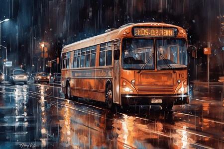 雨天 行驶潮湿的城市街道插画