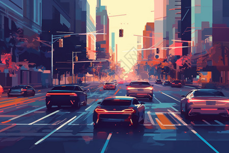 城市街道的无人驾驶汽车图片