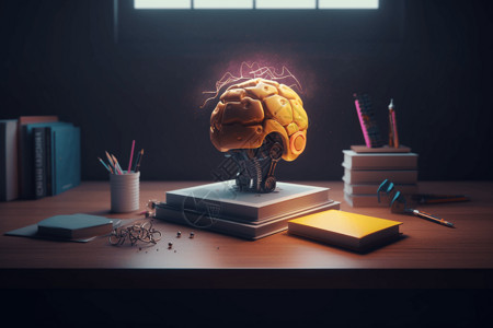 教育研学书桌上的机械大脑设计图片