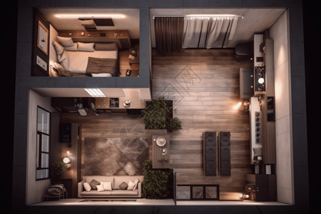 100设计100平方米公寓的一居室室内场景设计效果图设计图片