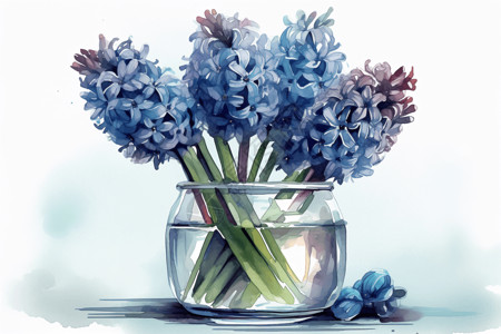 花瓶中的蓝色风信子图片