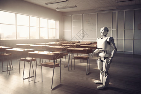 教室内的机器人老师背景图片