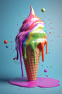 融化冰淇淋融化的彩色冰淇淋设计图片