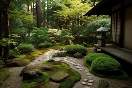日式花园禅意日式后院背景