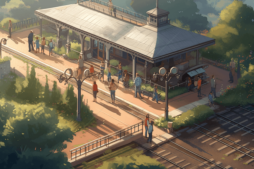 公园环境中的火车站图片