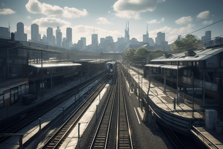 远方行驶来的高铁高清图片