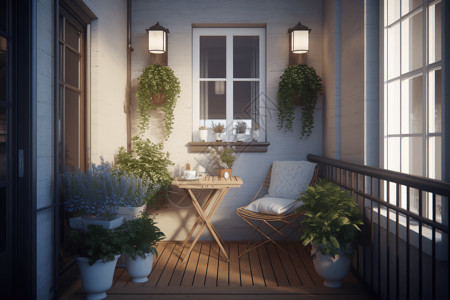 室外绿植现代阳台室内设计设计图片