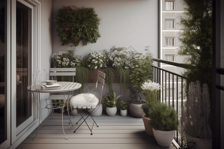 室外绿植现代公寓楼的阳台设计图片