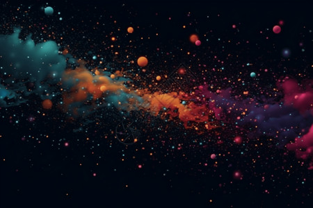 彩色粒子素材漂浮在空间中的粒子插画插画