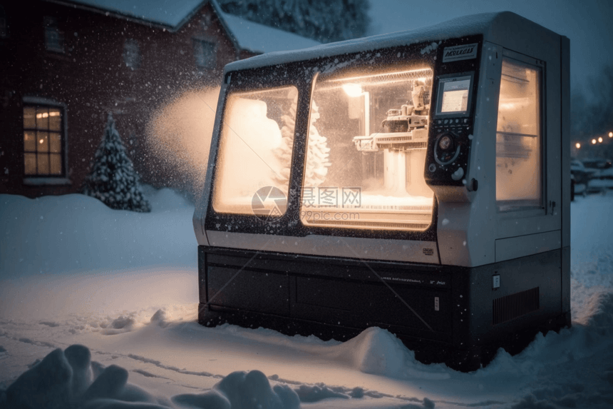 雪地里的一台数控机器图片