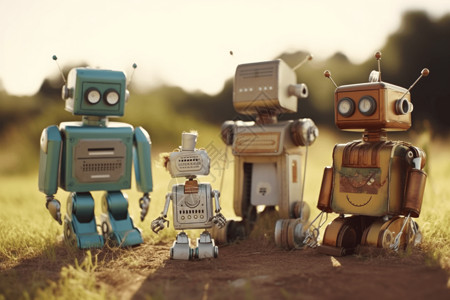 一个机器人家庭背景图片