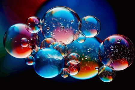 多彩气泡漂浮多彩丰富肥皂泡设计图片