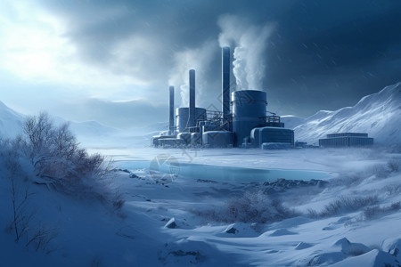 发电厂和北极景观图片