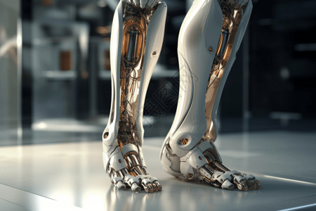 没腿的人站立的半机械人腿设计图片