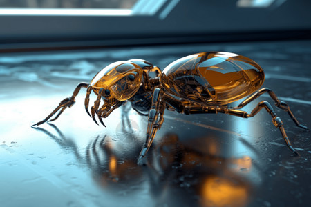恐怖大蜘蛛3d动画正在爬行的机械昆虫设计图片