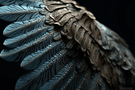 黑翅膀错综复杂的羽毛设计图片