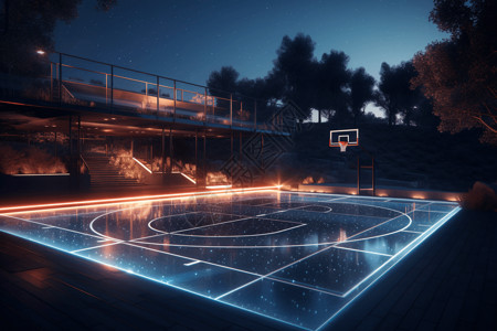 篮球场的灯背景图片