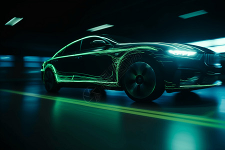 模拟汽车绿色线条的汽车背景