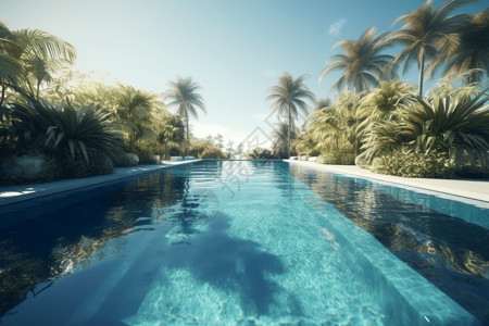 蓝色的游泳馆背景图片