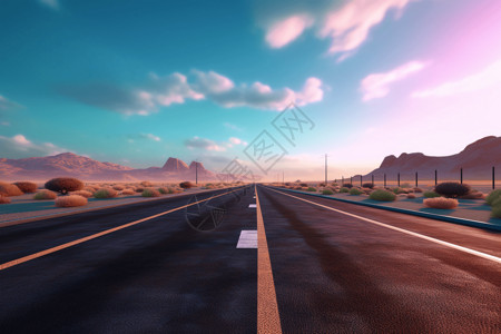 落日下的公路背景图片