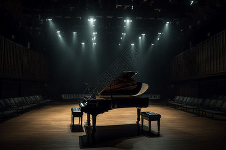 钢琴舞台昏暗的钢琴设计图片