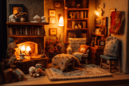 暖色的屋子摆件小屋子高清图片