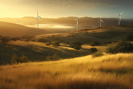 风力涡轮机风能动力高清图片