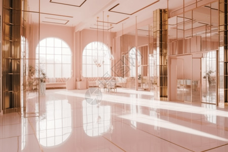 结婚布置浅粉色婚礼大厅设计图片
