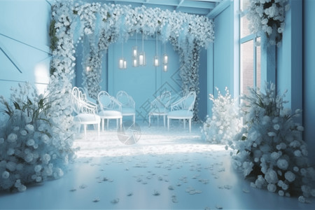 婚礼现场布置效果图蒂芬妮色调的婚礼现场装饰效果图设计图片