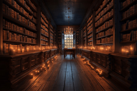 宁静昏暗的图书馆背景图片