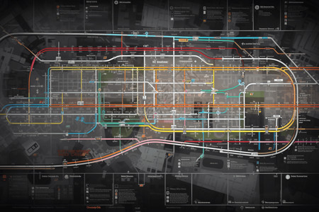 地铁设计彩色未来地铁线路地图插画