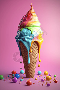 夏日雪顶冰激凌3D冰淇淋设计图片