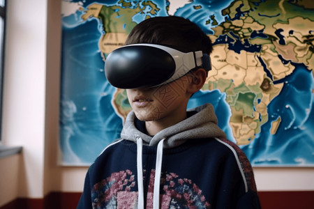 ar地图学生通过VR屏幕了解不同的文化背景